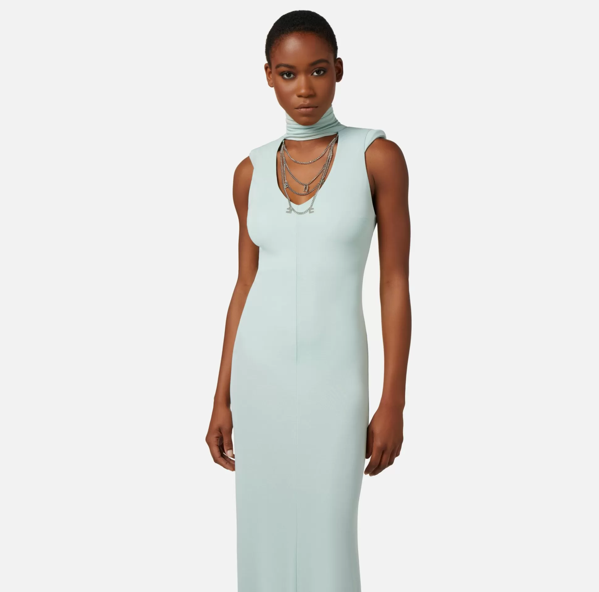 Elisabetta Franchi Abiti^Abito Red Carpet In Jersey Con Cut Out E Collana