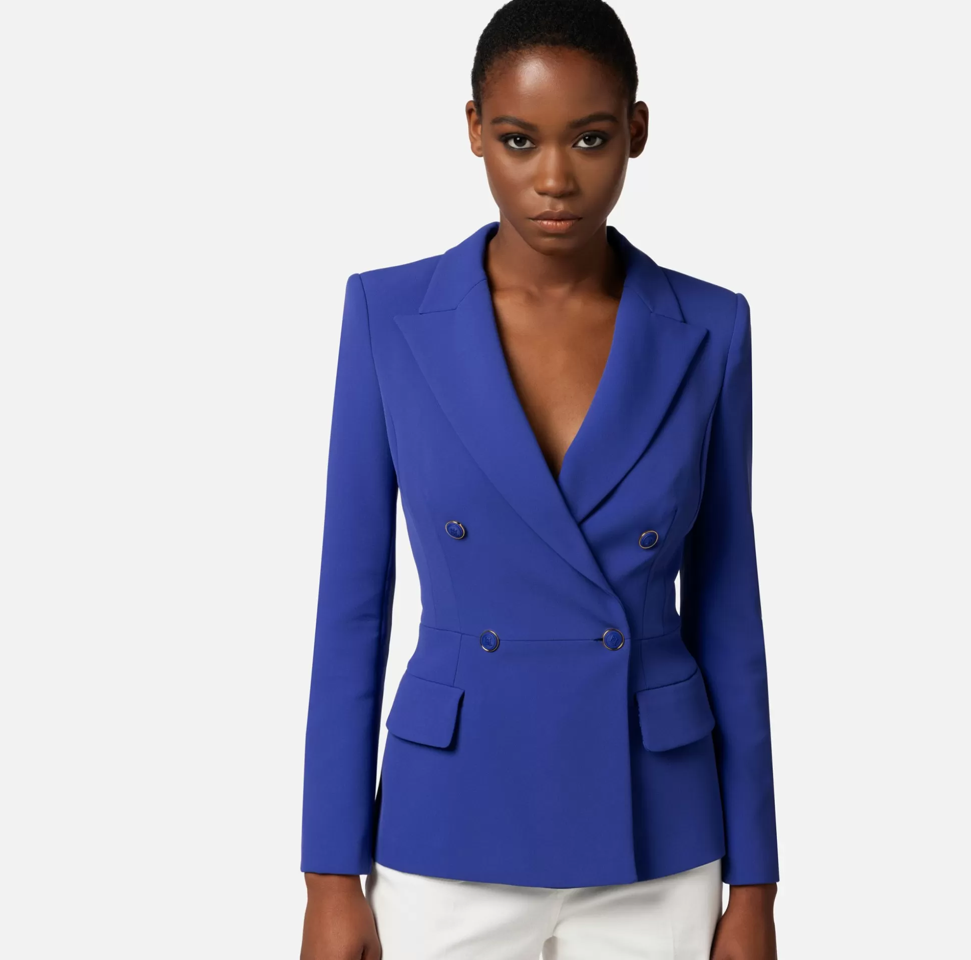 Elisabetta Franchi Giacche & Trench^Giacca Doppiopetto In Crepe Con Taglio In Vita