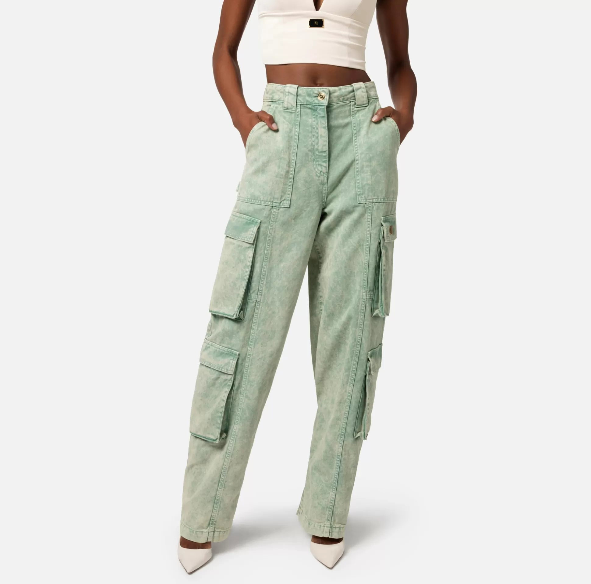 Elisabetta Franchi Jeans^Jeans Cargo Colorato Con Zip Posteriore